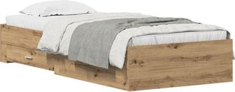 vidaXL Bed Frame with Drawers Artisan oak 90 x 190 cm Engineered wood Vidaxl