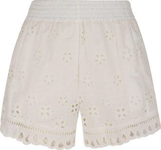 Ermanno Scervino Macrame Shorts with Intricate Floral Cutouts and Scalloped Edges