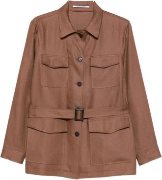 Tagliatore J-Lauren Belted Linen Jacket - Dames - Zomerjassen - Bruin - 2XS - Leer - Jassen