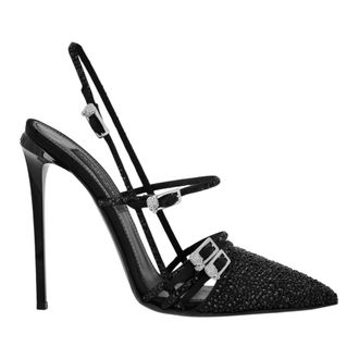 Philipp Plein Pumps, female, Black, Size: 10 US Multi-Strap High-Heel Slingbacks 12 Mix Strass