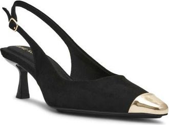 Anne Klein Chai Slingback Pump in Black/Gold at Nordstrom, Size 6.5