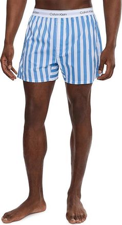 Calvin Klein Underwear Cotton Poplin Boxers Mens Jumpsuit & Rompers One Piece Vertical Boardwalk Logo Stripe Small Blue Descent : LG