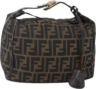 Fendi Pre-owned Shoulder Bags, female, Brown, Size: ONE SIZE Pre-owned Canvas Shoulder Bag