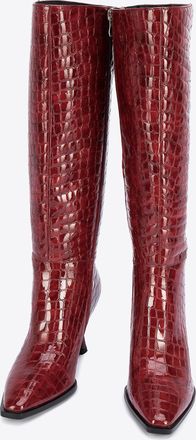 Wittchen Dames lakleren croco hoge hak laarzen, bordeauxrood, natuurlijk leer
