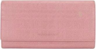 Burberry Pre-owned Wallets, female, Pink, Size: ONE SIZE Pre-owned Leather Long Wallet