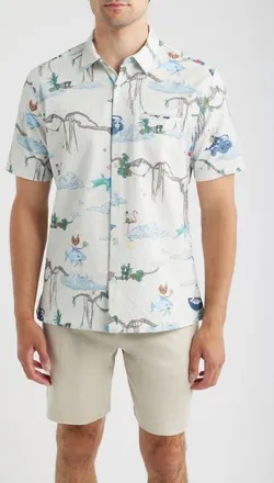 Tori Richard Curious Sky Performance Button Shirt in Off White at Nordstrom, Size Xx-Large
