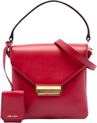 Prada Pre-owned Vintage Top-Handle Flap Bag - Dames - Pre-owned - Rood - Maat: ONE Size Leer