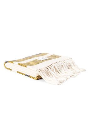 Ettitude Luxe Stripe Throw Blanket in Natural & Brass at Nordstrom
