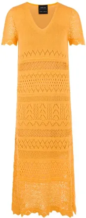 Marc Cain Openwork Midi Dress - Dames - Kleedjes - Geel - S - Katoen - Kleedjes