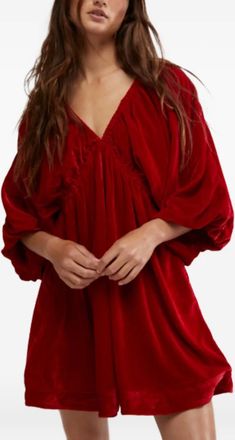 Free People Portia velvet mini dress - Red