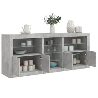 Berkfield Home Sideboard with LED Lights Concrete Grey 181.5x37x67 cm
