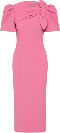Rebecca Vallance Muriel midi-jurk met pofmouwen en strik - Roze