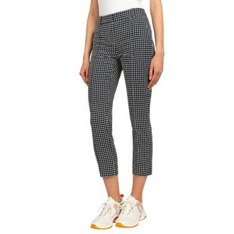 Michael Kors Slim katoenen geruite capribroek - Dames - Vrijetijds broeken - Blauw - XL - Katoen - Broeken