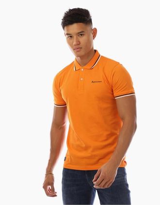 Aquascutum Mens Slim Fit Short Sleeve Polo Shirt - Orange - Size: 40