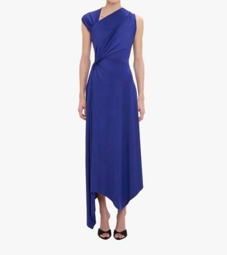 Victoria Beckham Cap Sleeve Midi Dress In Bright Indigo