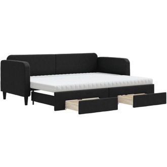 vidaXL Vidaxl - Sof&aacute; Cama Nido Con Cajones Tela Negro 80x200 Cm