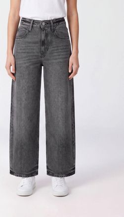 Pinko Jeans baggy a vita media Estelle in denim di cotone grigio