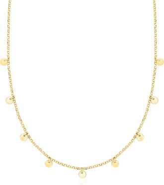 RS Pure by Ross-Simons Italian 18kt Gold Over Sterling Disc Station Necklace