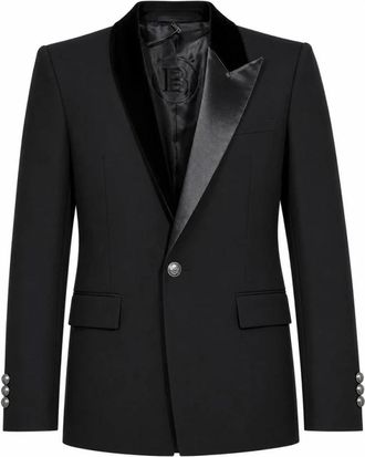 Balmain Asymmetrische wollen jas - Heren - Blazers - Zwart - XL - Wol - Jassen