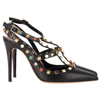 Valentino Valentino Garavani Rockstud Gevangen Hakken in Zwart Kalfsleer