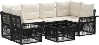 vidaXL Conjunto De Sof&aacute;s De Jard&iacute;n 7 Uds. Negro Rat&aacute;n Sint&eacute;tico Vidaxl