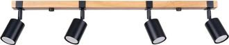 Wonderlamp L&aacute;mpara de techo lineal de madera con 4 focos negro