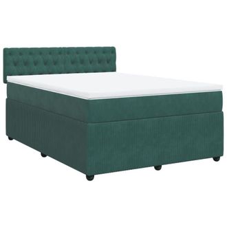 vidaXL Cama Box Spring Con Colch&oacute;n Terciopelo Verde Oscuro 160x200 Cm Vidaxl