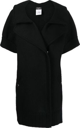 Chanel short-sleeve gilet - women - Wool/Cashmere - 40 - Black