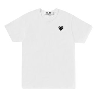 Comme Des Gar&ccedil;ons SS25 Emblem Rhinestone Heart T-Shirt White Black AX-T801-051-1