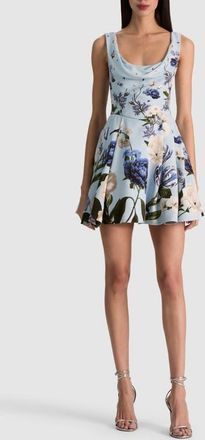 Alice & Olivia Estrella Draped Flare Dress in Fly Away at Nordstrom, Size 14
