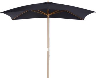 OUTSUNNY Wooden Garden Parasol Sun Shade Patio Umbrella Canopy Black | TJ Hughes