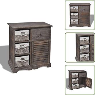 vidaXL The Living Store Armadietto in Legno con 3 Cestini Intrecciati Marrone - Cestini intrecciati