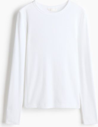 H&M Rippenshirt aus Baumwollmix - White
