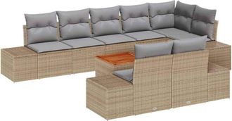 vidaXL Garden Sofa Set 9 pcs Beige and light grey vidaXL