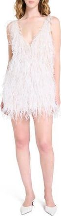 TWP Plunge Neck Feather Minidress in Ivory at Nordstrom Rack, Size 6