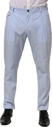 Dolce & Gabbana Light Blue Cotton Stretch Tapered Men Trouser Mens Pants (Pre-Owned)