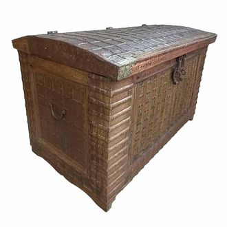 Wanderlust Deco Ba&uacute;l De Madera Y Metal Acabado Artesanal Marr&oacute;n 166x94x104h Cm