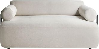 Beliani 2 Seater Sofa Off-White Fabric Soft Black Elements Modern Style Living Room ELVA