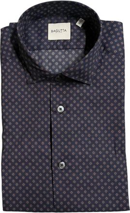 Bagutta Blue Cotton Mens Slim Fit Mens Shirt