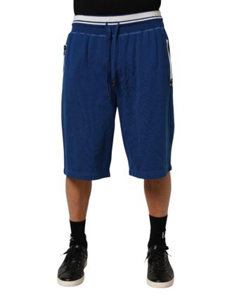 Dolce & Gabbana Blue Cotton Blend Bermuda Sweatpants Mens Shorts