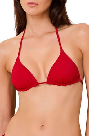 Solid & Striped The Iris Reversible Halter Triangle Bikini Top in Cranberry Frosted Pink at Nordstrom, Size X-Small