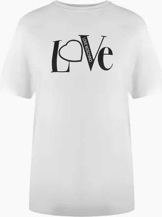 Love Moschino Womens Love Moschino Love Logo White T-Shirt - Size: 18/16