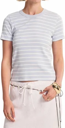 Velvet Brenda Rib Crewneck Top In Ice Blue