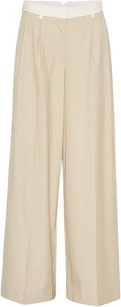 Remain Luxe Wijde Broek - Dames - Wijde Broeken - Beige - M - Broeken