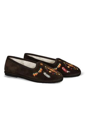 Fortela Frutate Friulane Suede Leather Embroidery in Cacao at Nordstrom, Size 41