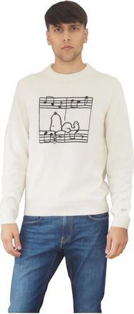 Sun 68 Peanuts Crew Neck Jumper - Heren - Ronde hals truien - Wit - L - Wol - Truien & Vesten