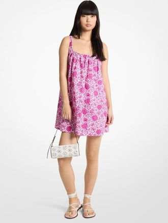 Michael Kors Floral Print Cotton Poplin Mini Dress