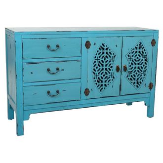 Wanderlust Deco Aparador De Madera Azul 106x36x68