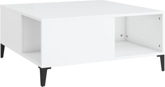 vidaXL Vidaxl - Mesa De Centro Madera Contrachapada Blanco 80x80x36,5 Cm