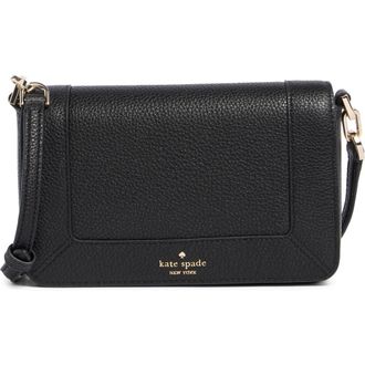 Kate Spade New York lena pebbled leather mini flap crossbody bag in Black at Nordstrom Rack